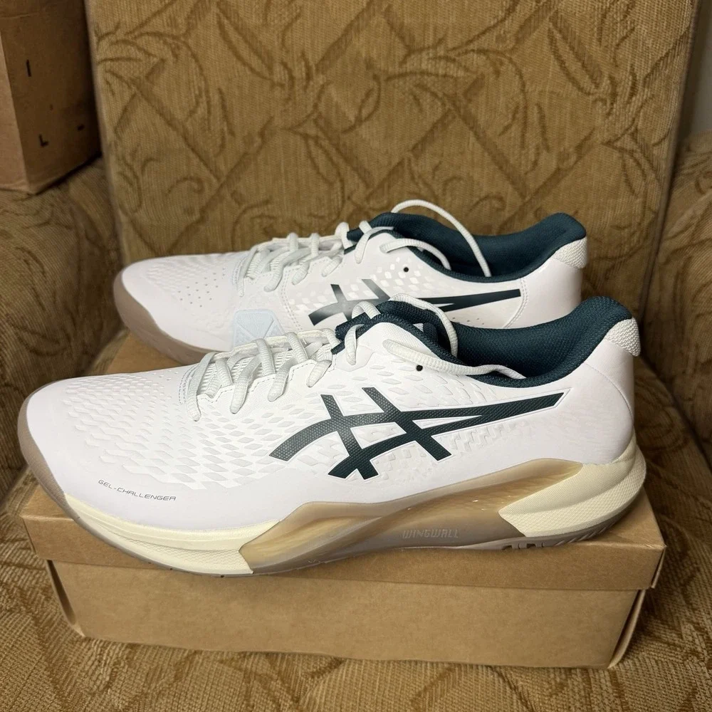 ASICS Gel-Challenger 14 White Saxon Green 1041A405-104 Men's Size 15 Tennis Shoe